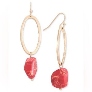 NWT Open Oval & Color Stone Drop Earrings